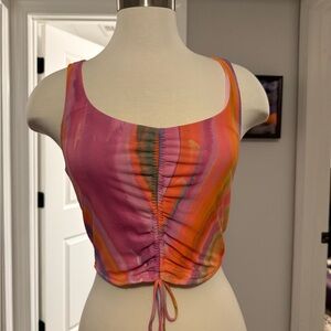 Show Me Your MuMu Pink and Orange Ruched Crop Top